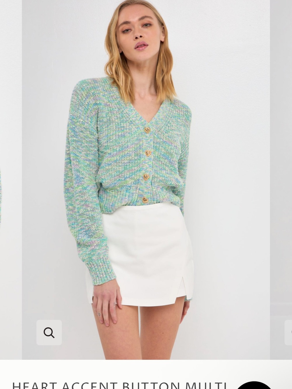 Free the Roses Pastel Multicolor V‑Neck Cardigan in Mint, Lavender & Cream